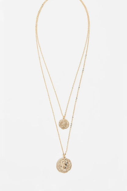 Long 2-Piece Necklace with Medallion Pendants