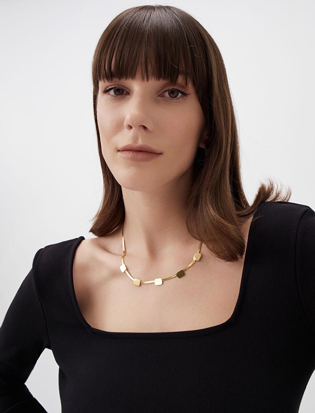 Gold Stylish Geometric Figured Chain Necklace