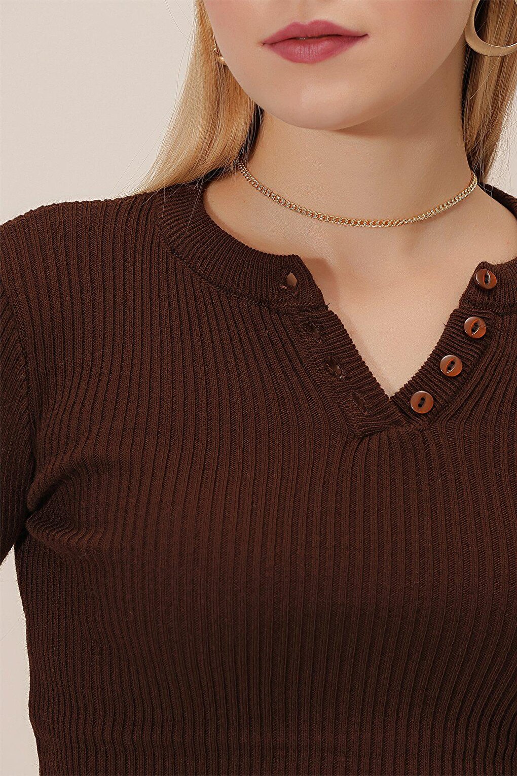 Bagel Collar Half Button Knitwear BLOUSE