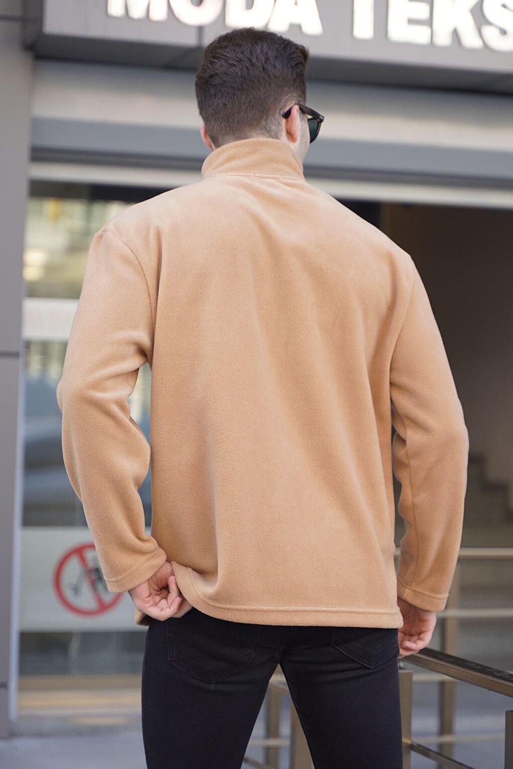 Camel Stand Collar Zippered Windproof Outdoor Men's Fleece Sweatshirt 6046