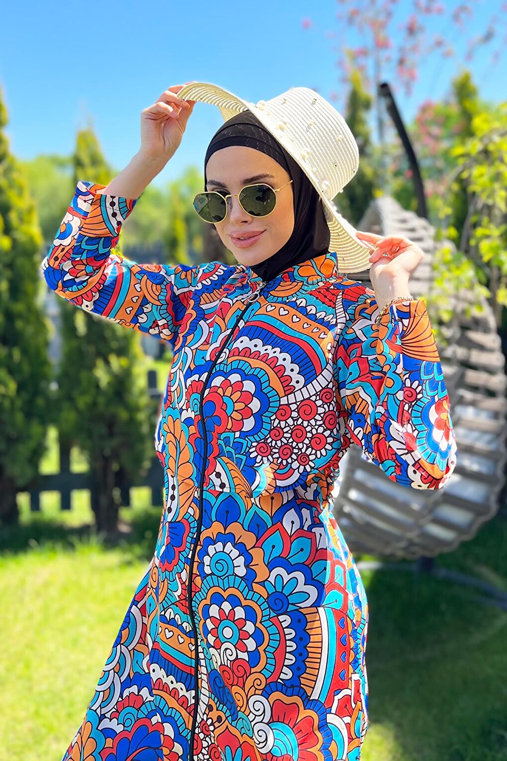 Front Covered Parachute Fully Covered Hijab Swimsuit R069C Nurşen