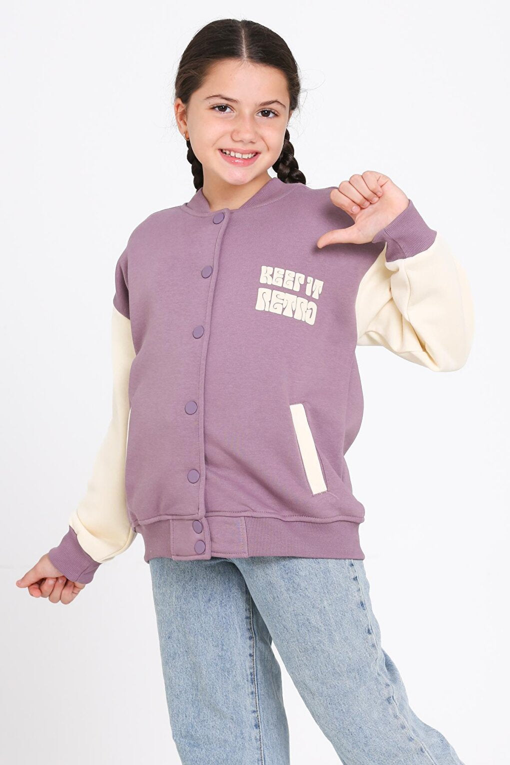 Girls' Plum Keer It Retro Print College Jacket