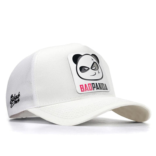 V1 Trucker Panda - Unisex White Hat (Cap) with 6 Code Logo