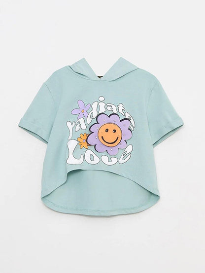 Girl's Short Sleeve Hooded Daisy Love T-Shirt