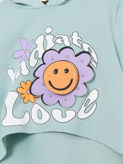 Girl's Short Sleeve Hooded Daisy Love T-Shirt