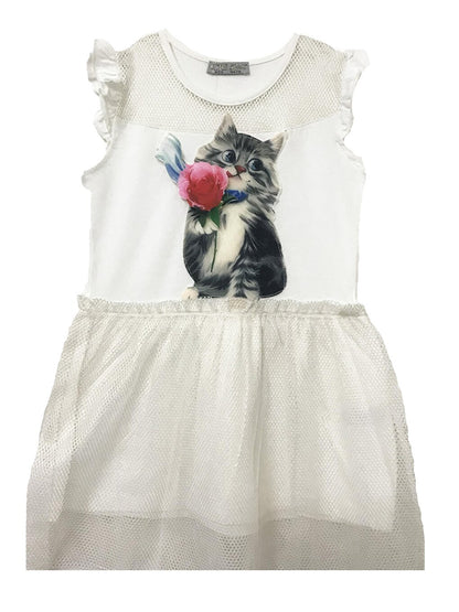 Girl's Rose and Cat Dress