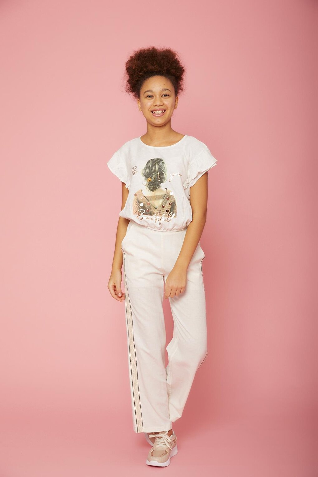 Girl's Side Stripe Linen Trousers