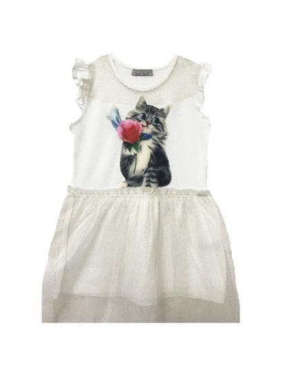 Girl's Rose and Cat Dress