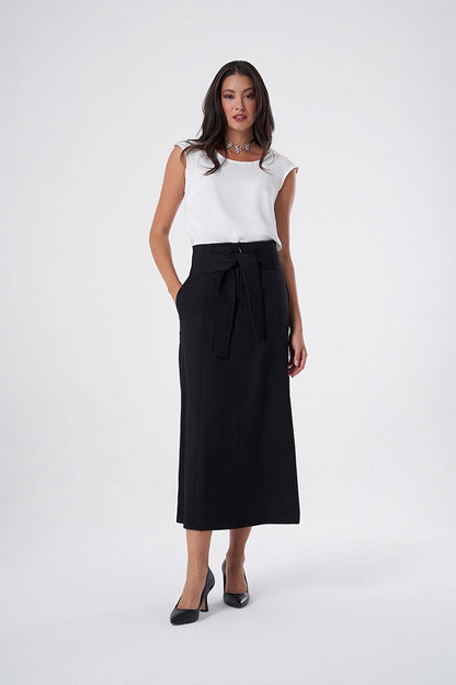 Front Tie Black Skirt