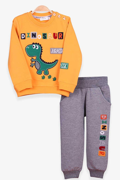 Baby Boy Tracksuit Set Mustard Yellow with Dinosaur Embroidery (1 Year Old)