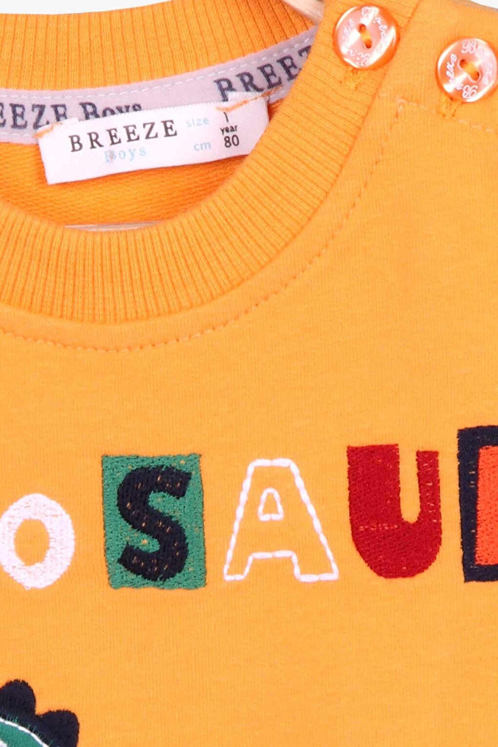 Baby Boy Tracksuit Set Mustard Yellow with Dinosaur Embroidery (1 Year Old)