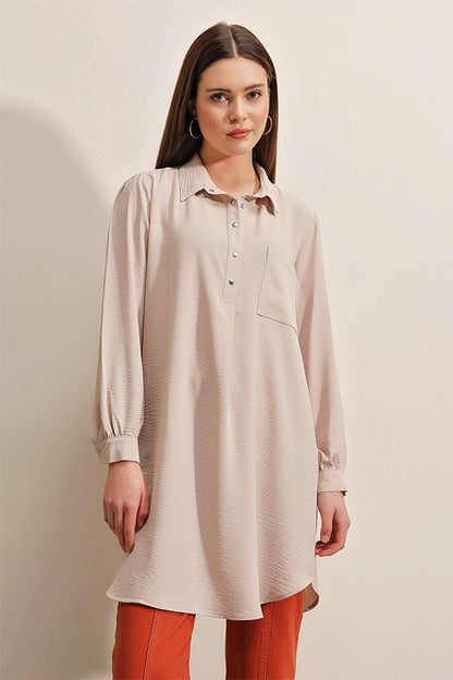 5883 Single Pocket Tunic - Beige