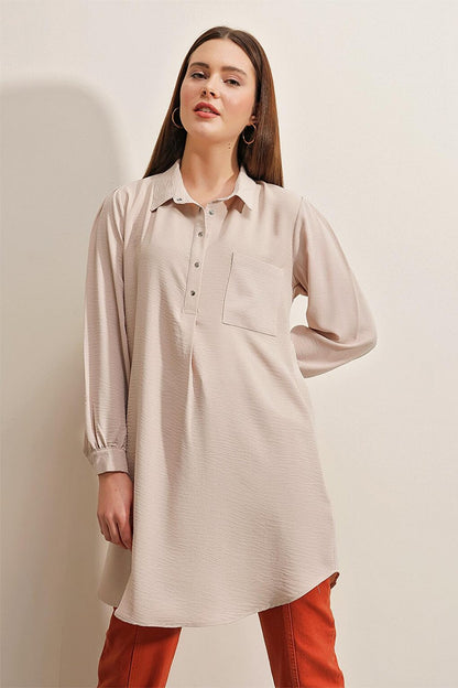 5883 Single Pocket Tunic - Beige