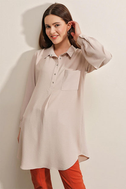 5883 Single Pocket Tunic - Beige