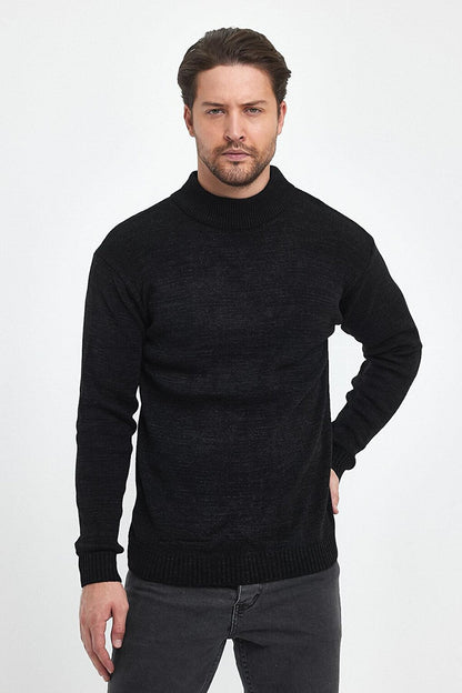 Regular Fit Half Turtleneck Textured Men's Knitwear Sweater RF0446