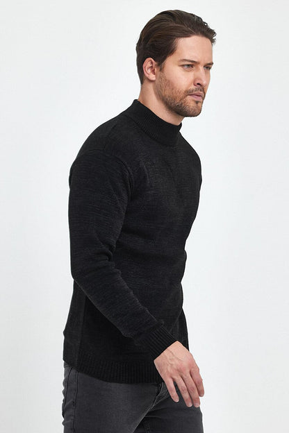 Regular Fit Half Turtleneck Textured Men's Knitwear Sweater RF0446