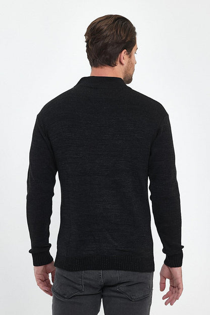 Regular Fit Half Turtleneck Textured Men's Knitwear Sweater RF0446