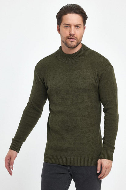 Regular Fit Half Turtleneck Textured Men's Knitwear Sweater RF0446