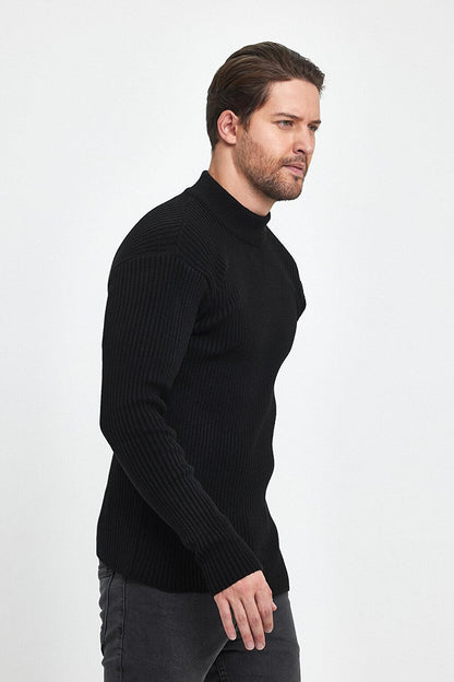 Regular Fit Half Turtleneck Ribbed Men's Knitwear Sweater RF0447