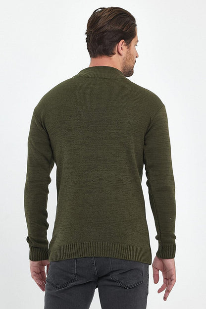 Regular Fit Half Turtleneck Textured Men's Knitwear Sweater RF0446