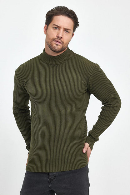 Regular Fit Half Turtleneck Ribbed Men's Knitwear Sweater RF0447