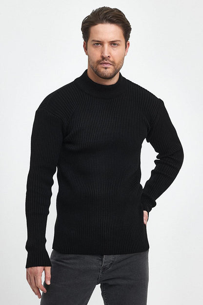 Regular Fit Half Turtleneck Ribbed Men's Knitwear Sweater RF0447