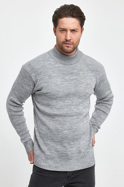 Regular Fit Half Turtleneck Textured Men's Knitwear Sweater RF0446