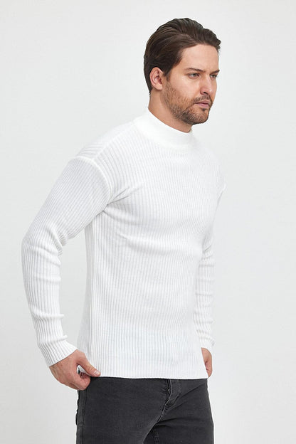 Regular Fit Half Turtleneck Ribbed Men's Knitwear Sweater RF0447