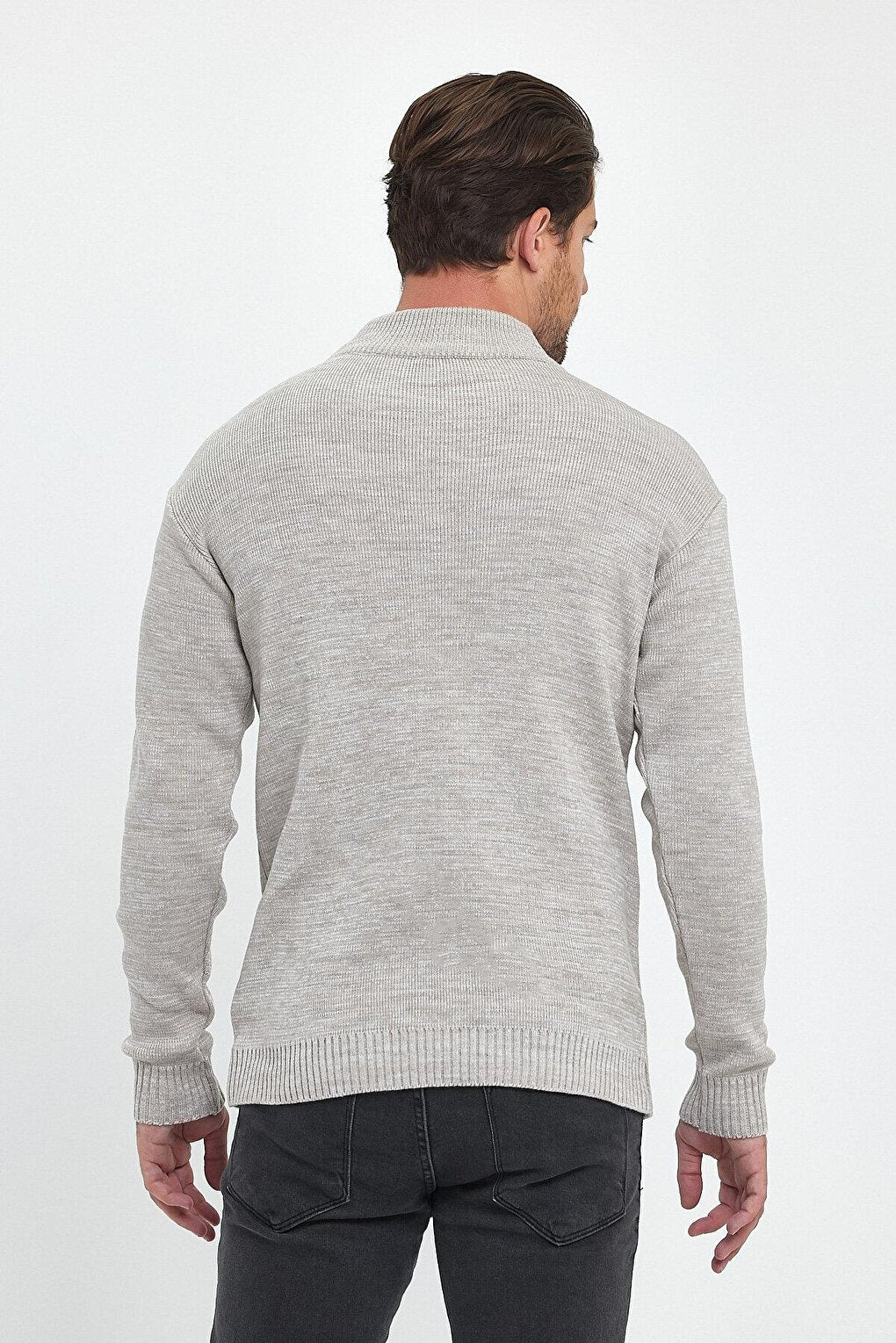 Regular Fit Half Turtleneck Textured Men's Knitwear Sweater RF0446