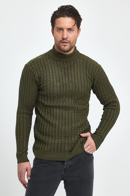 Regular Fit Half Turtleneck Hair Knitted Men's Knitwear Sweater RF0448