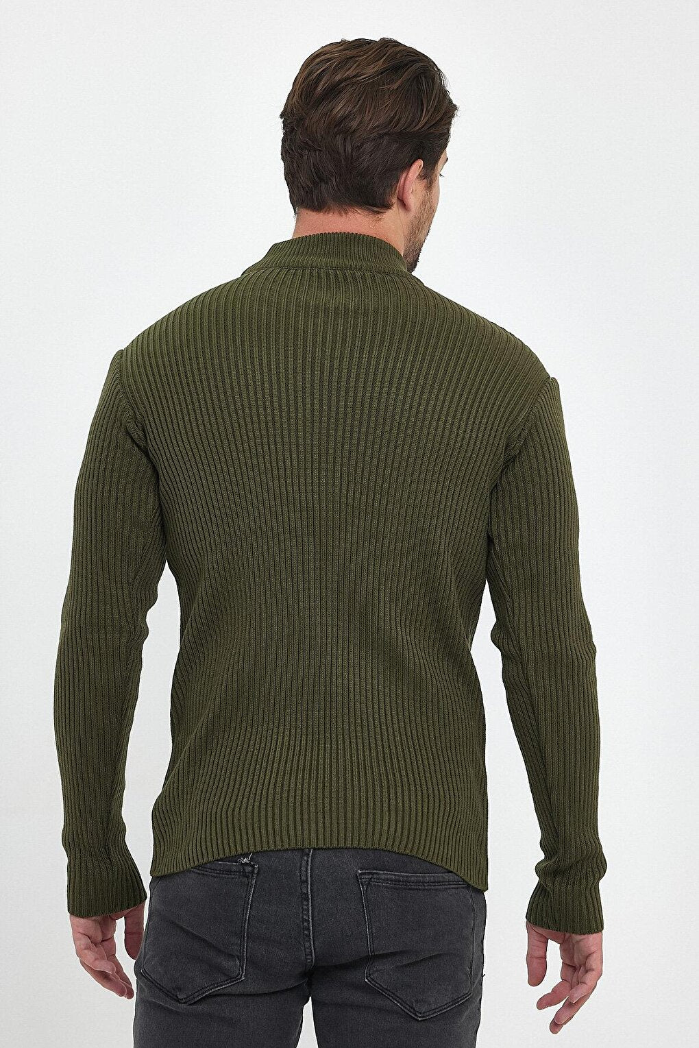 Regular Fit Half Turtleneck Ribbed Men's Knitwear Sweater RF0447