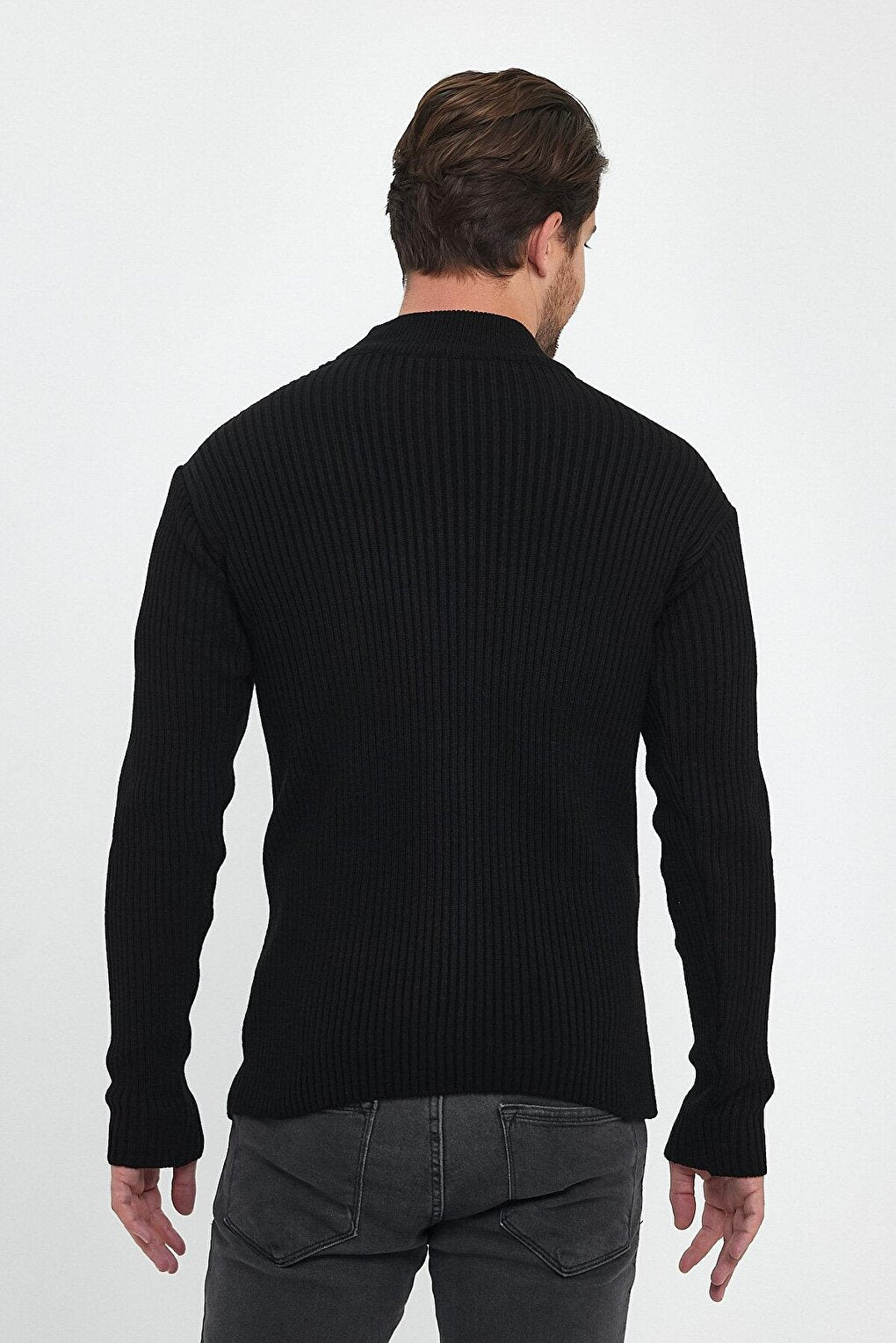 Regular Fit Half Turtleneck Ribbed Men's Knitwear Sweater RF0447