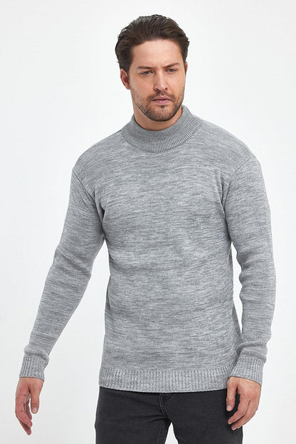 Regular Fit Half Turtleneck Textured Men's Knitwear Sweater RF0446