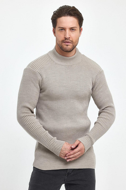 Regular Fit Half Turtleneck Ribbed Men's Knitwear Sweater RF0447