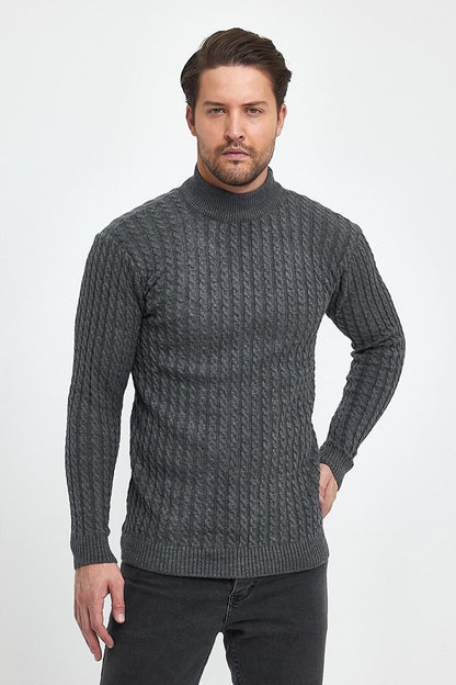 Regular Fit Half Turtleneck Hair Knitted Men's Knitwear Sweater RF0448