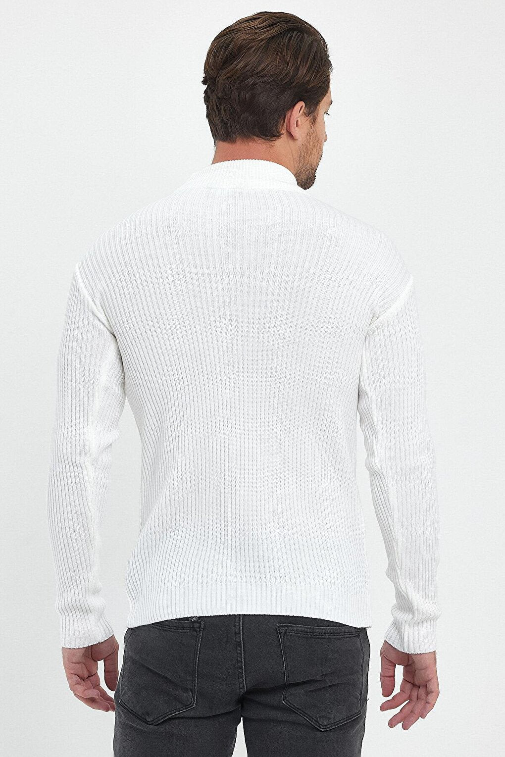 Regular Fit Half Turtleneck Ribbed Men's Knitwear Sweater RF0447