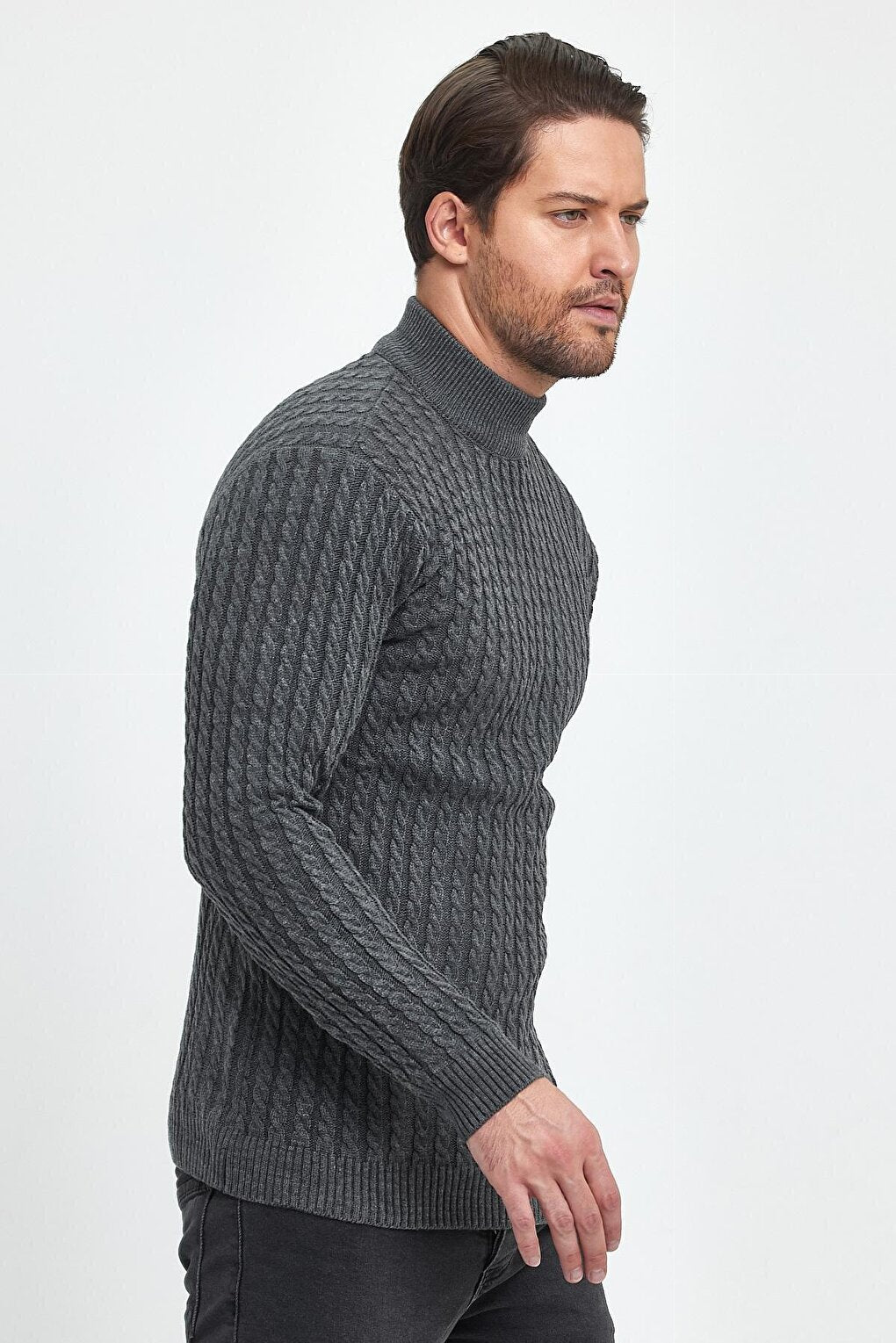 Regular Fit Half Turtleneck Hair Knitted Men's Knitwear Sweater RF0448