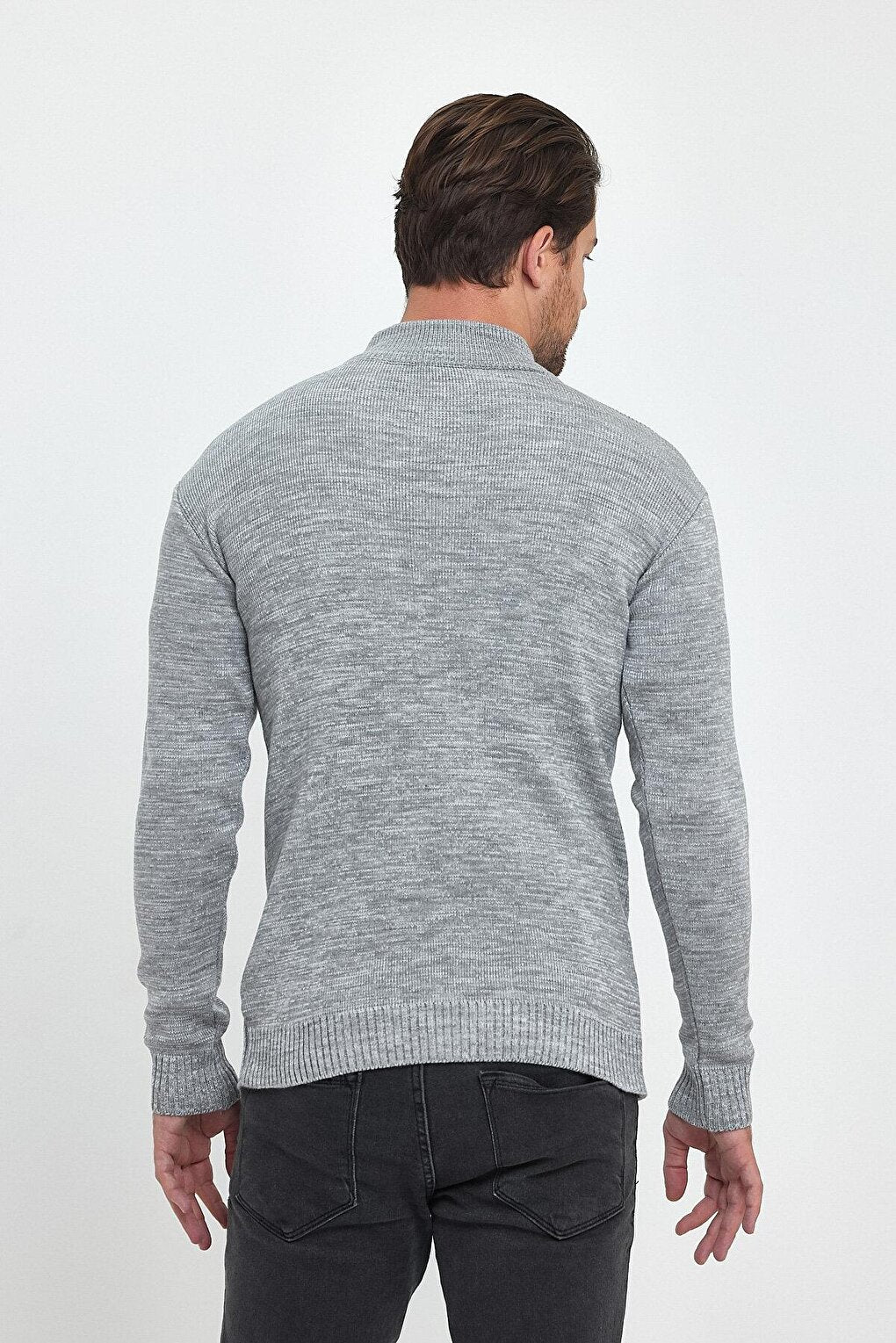 Regular Fit Half Turtleneck Textured Men's Knitwear Sweater RF0446