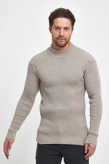 Regular Fit Half Turtleneck Ribbed Men's Knitwear Sweater RF0447