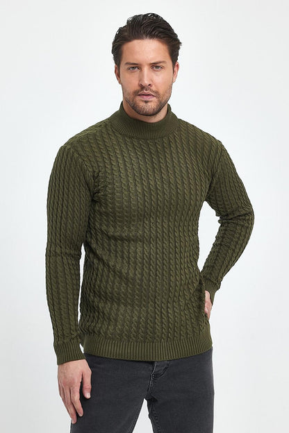 Regular Fit Half Turtleneck Hair Knitted Men's Knitwear Sweater RF0448