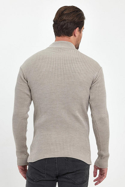 Regular Fit Half Turtleneck Ribbed Men's Knitwear Sweater RF0447