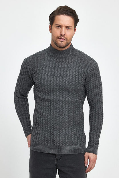 Regular Fit Half Turtleneck Hair Knitted Men's Knitwear Sweater RF0448