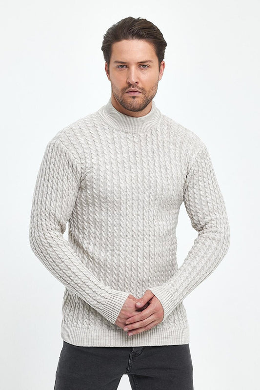 Regular Fit Half Turtleneck Hair Knitted Men's Knitwear Sweater RF0448