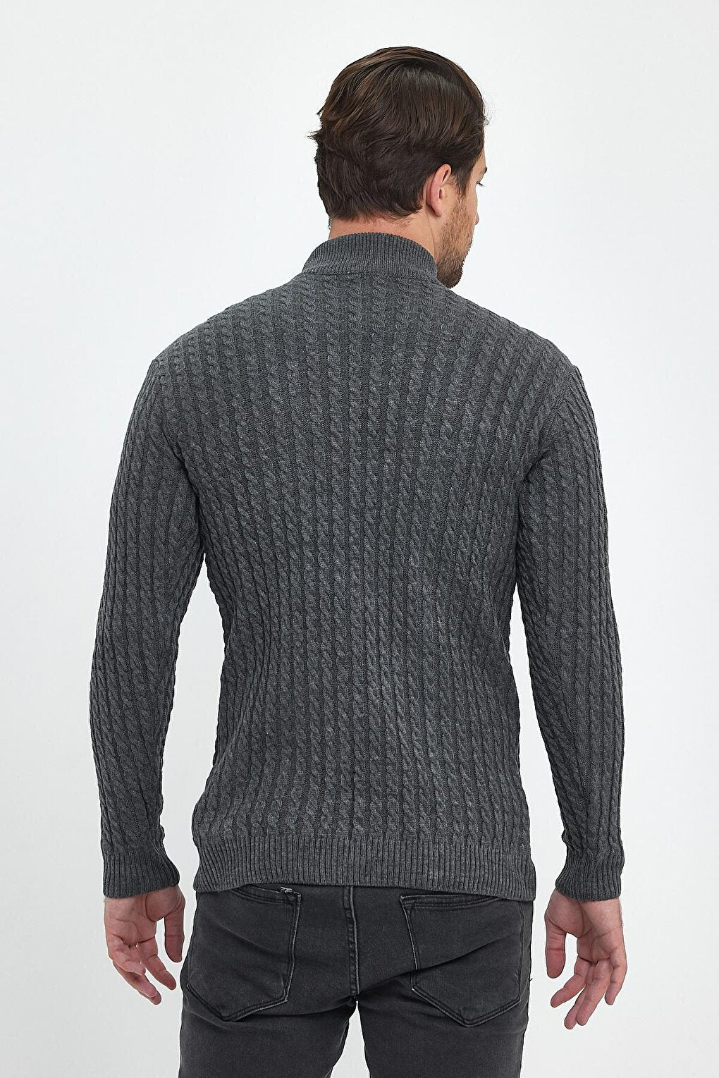 Regular Fit Half Turtleneck Hair Knitted Men's Knitwear Sweater RF0448