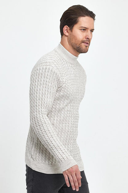 Regular Fit Half Turtleneck Hair Knitted Men's Knitwear Sweater RF0448