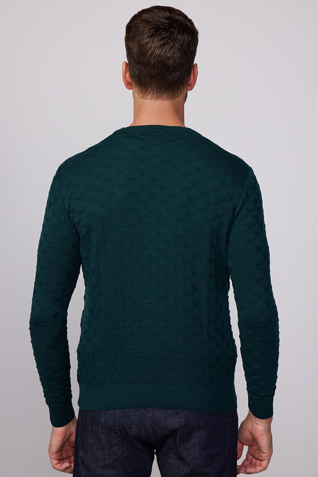 Regular Fit Standard Cut Crew Neck Patterned Men's Sweater