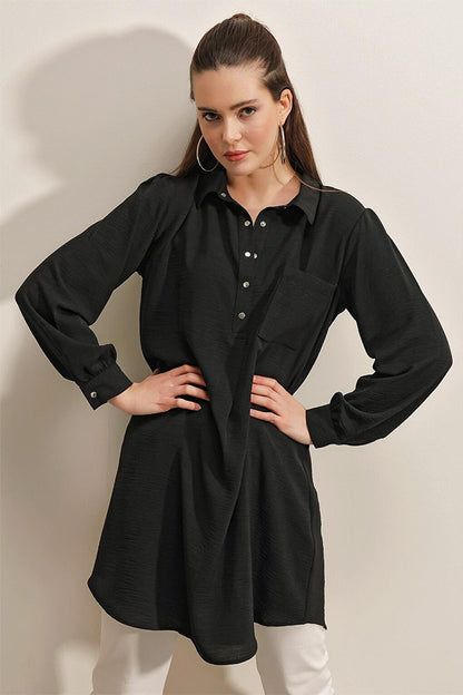 5883 Single Pocket Tunic - Black