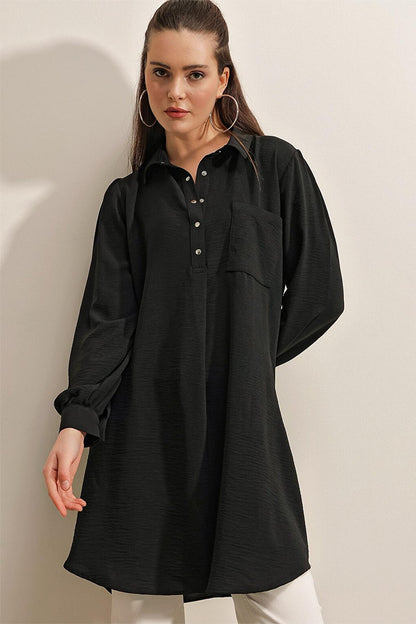 5883 Single Pocket Tunic - Black