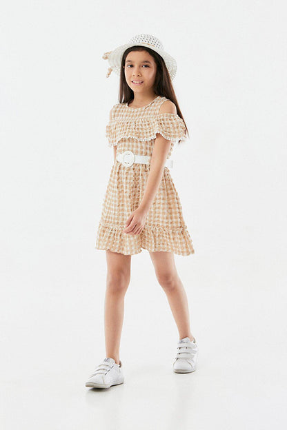 Gingham Patterned Hat Girl's Dress