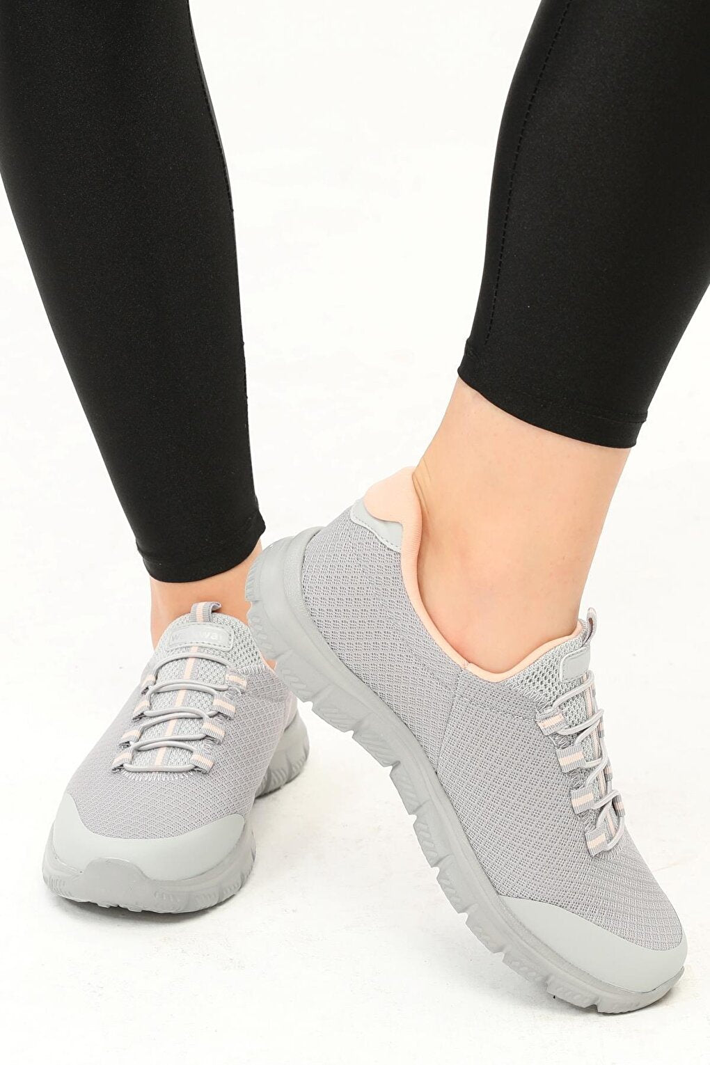 Gray-Pink Mesh Women's Sneakers Flexible